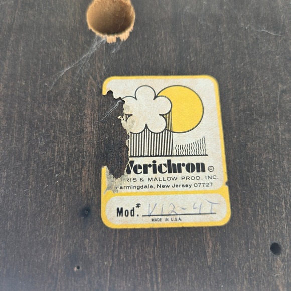 Vintage Verichron Wall Thermometer Wood Plaque Brass Stars Mod V12-4T USA Made - Picture 6 of 7